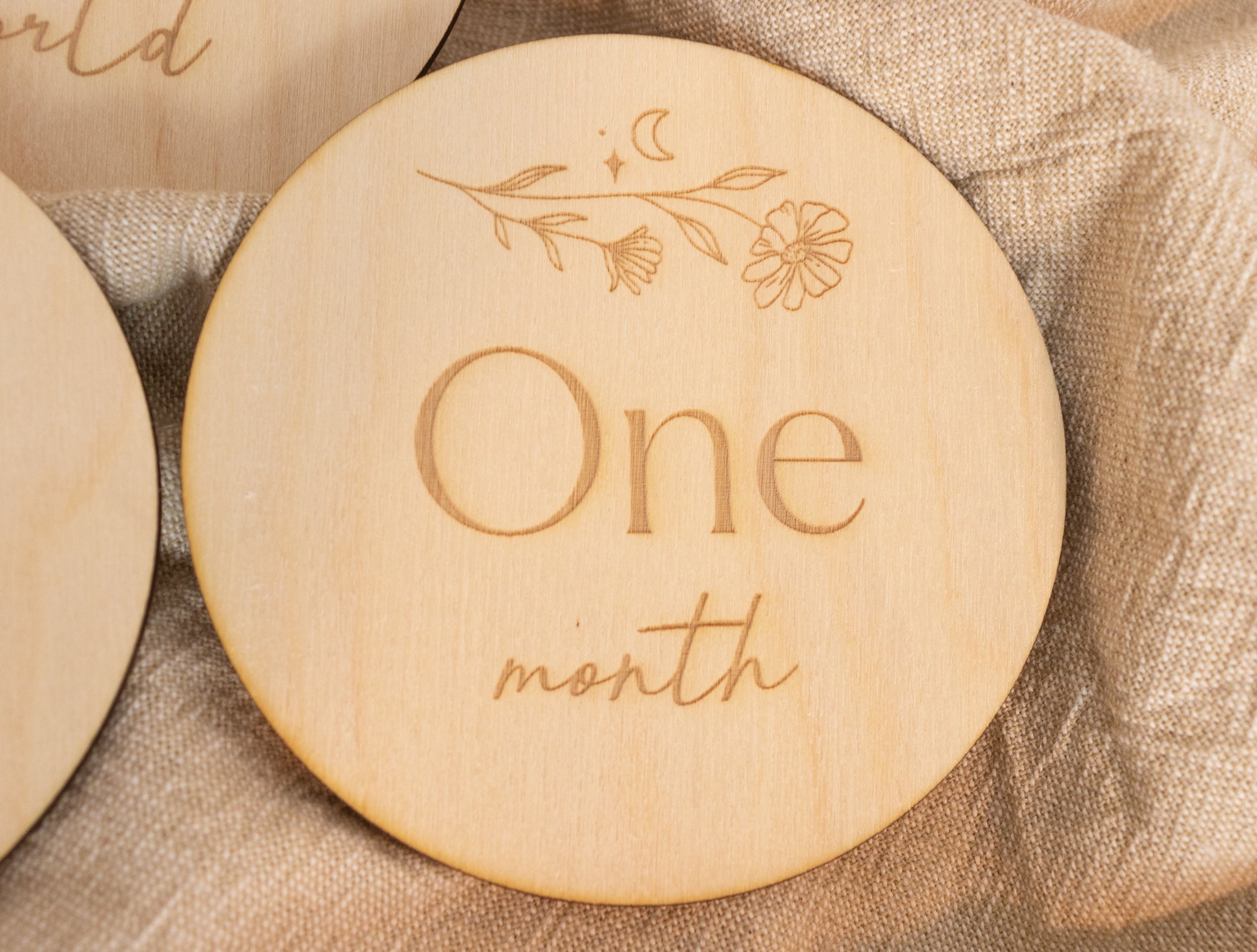 Engraved Floral Baby Milestone Disc Set Baby Shower Gift