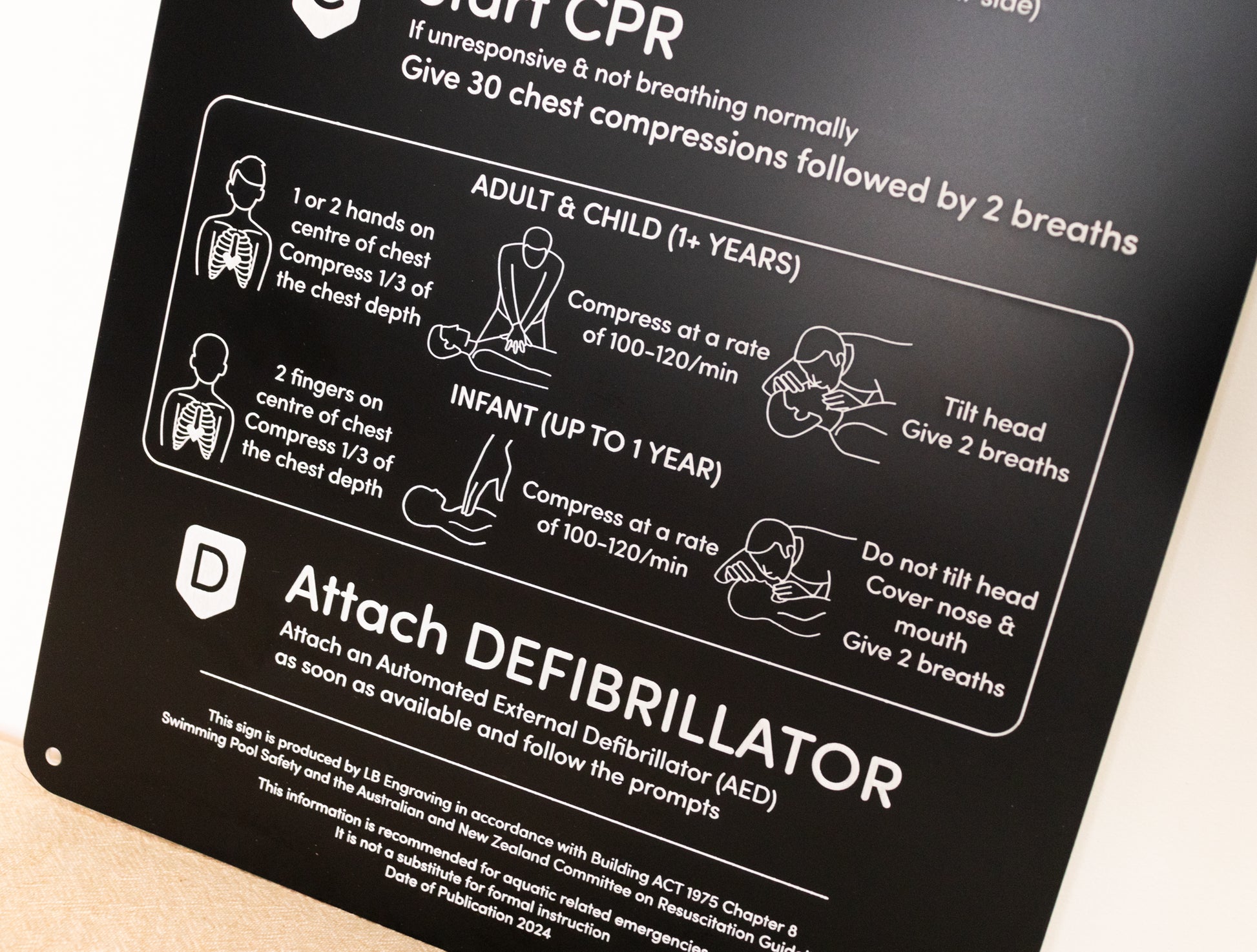 Modern Designer CPR Pool Safety Sign