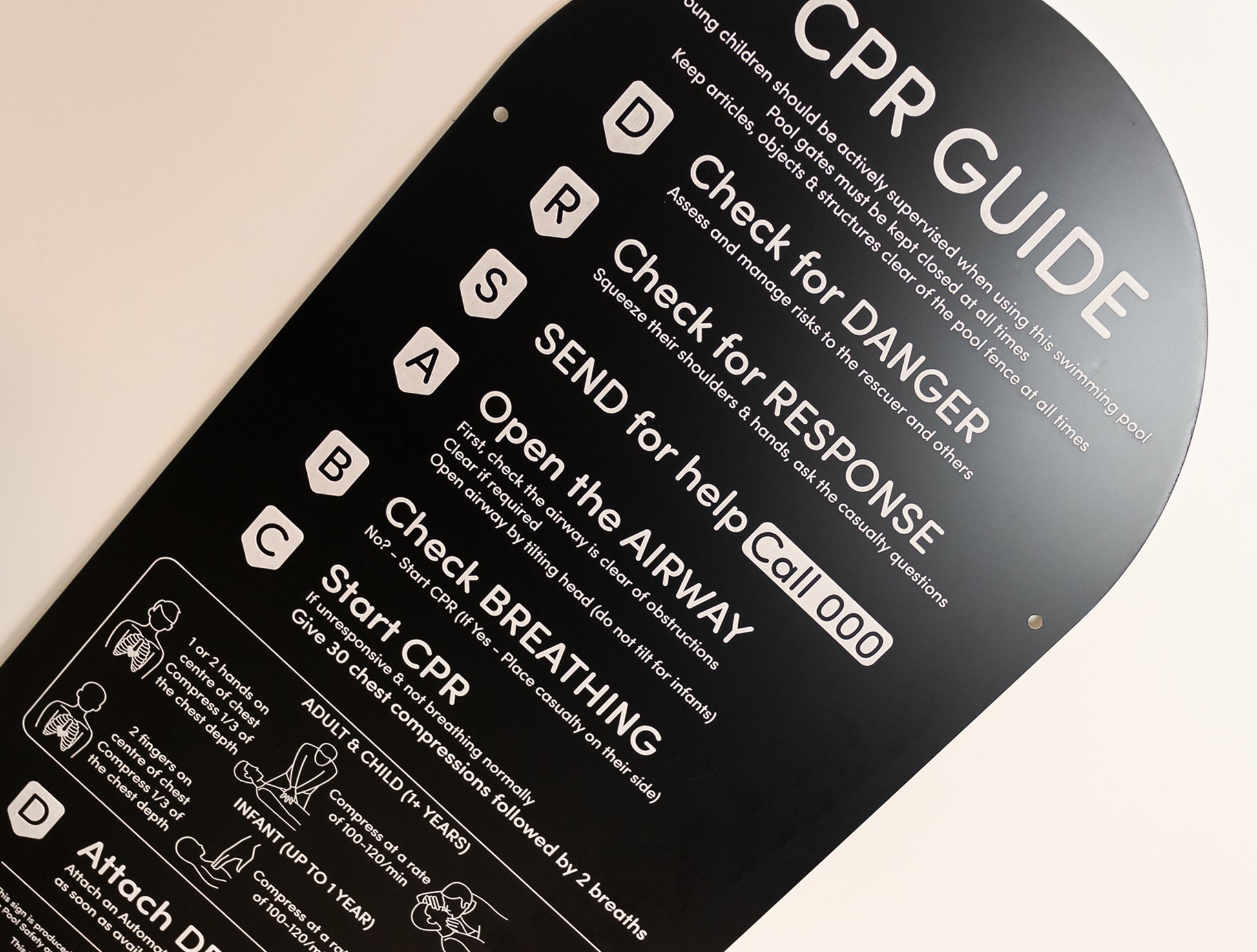 Modern Designer CPR Pool Safety Sign