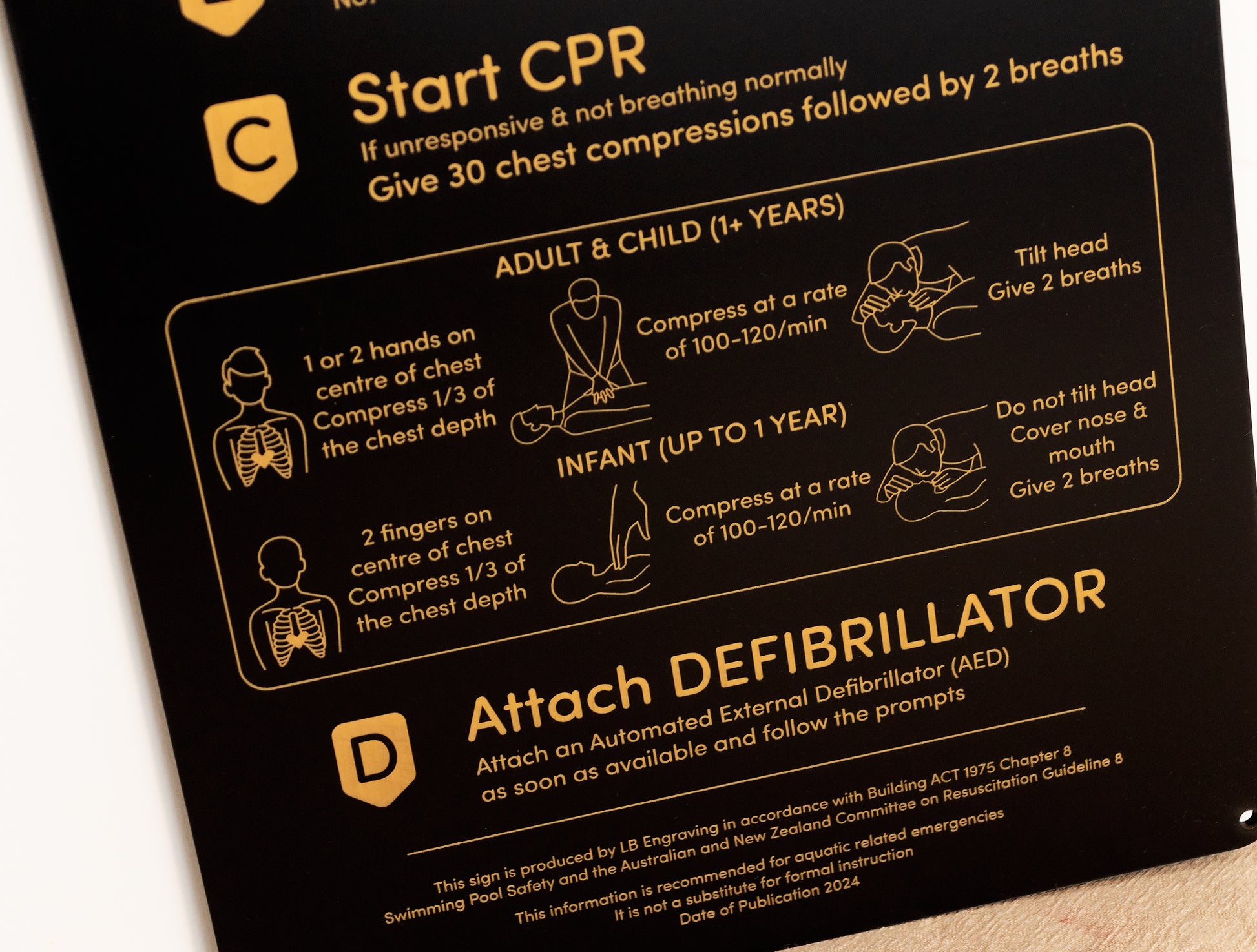 Modern Designer CPR Pool Safety Sign