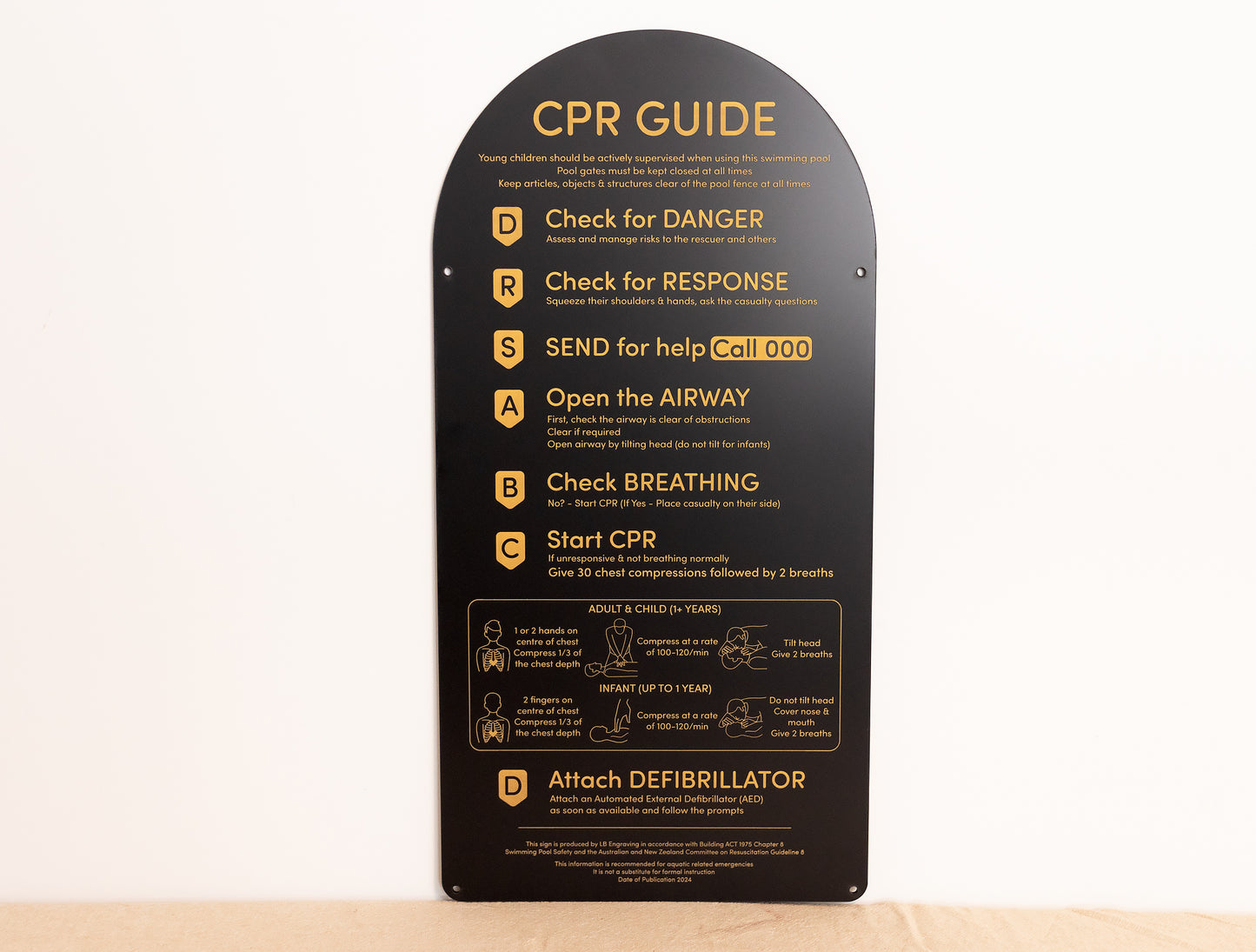 Modern Designer CPR Pool Safety Sign