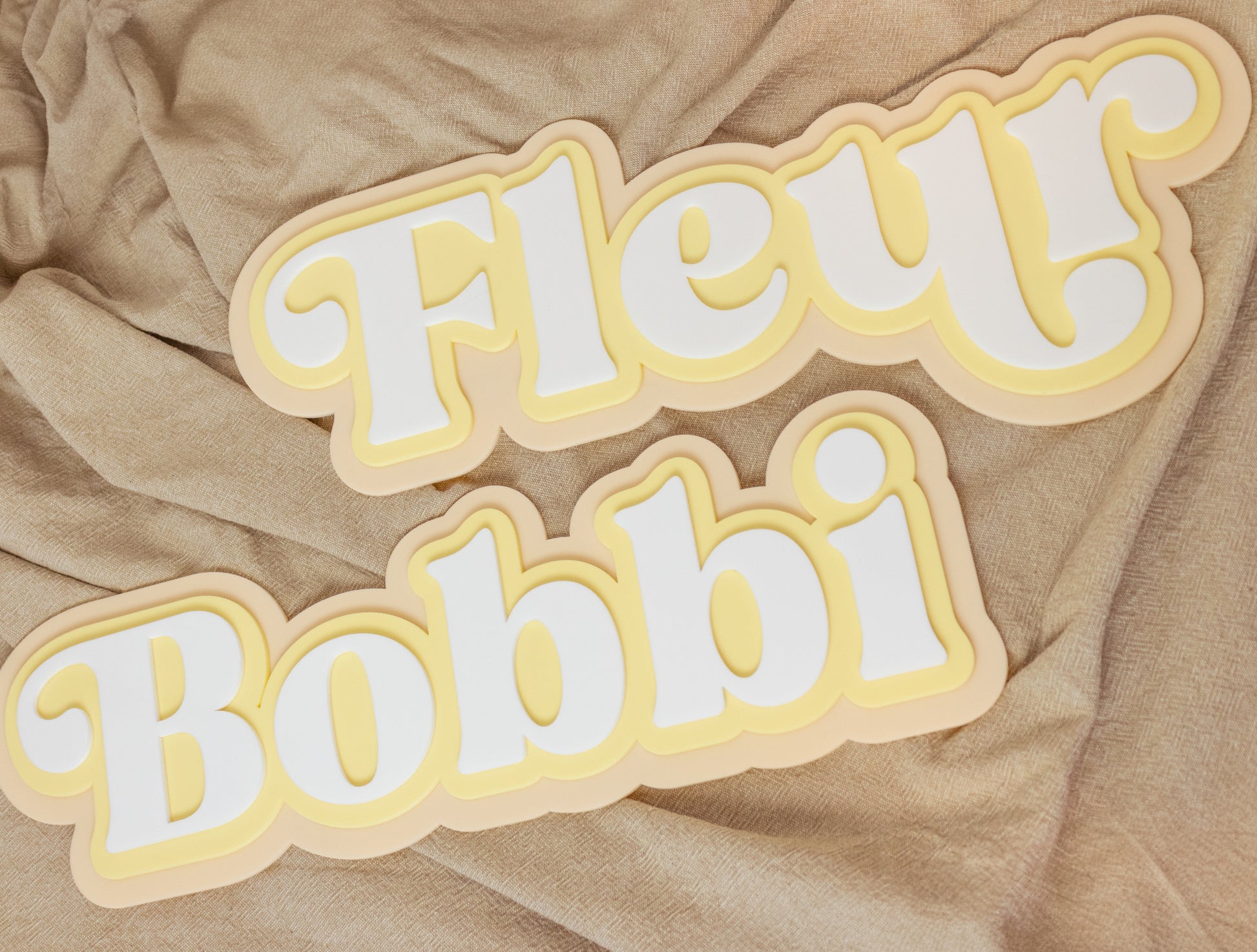 Cream, Lemon and White Acrylic Custom Children's Name Sign