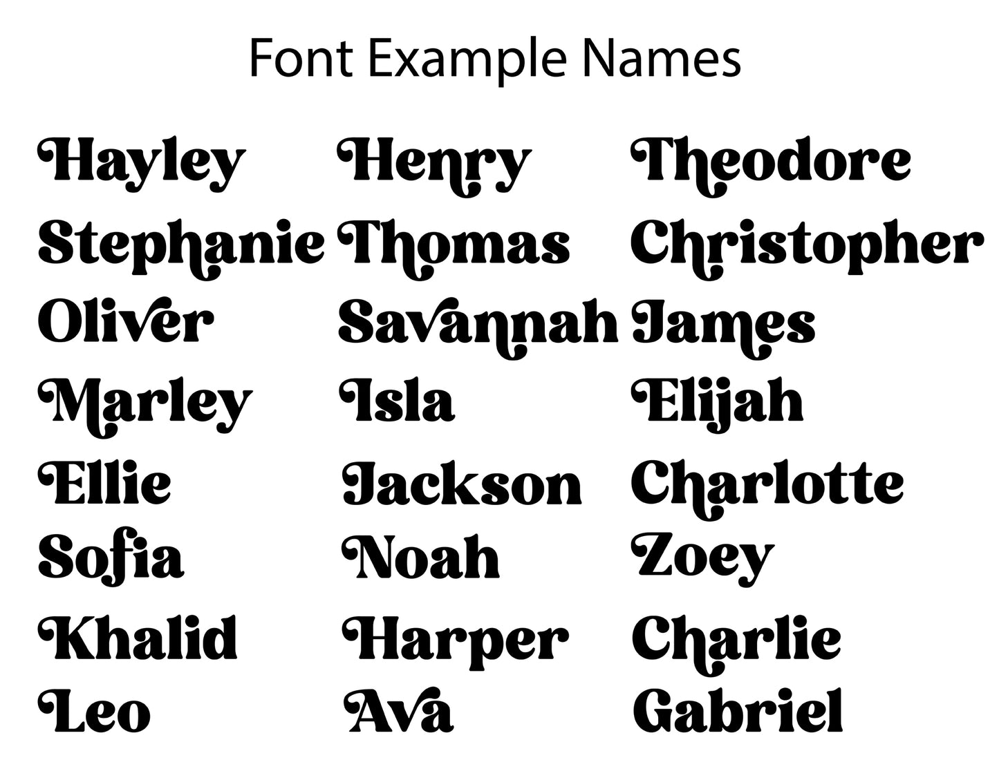 Custom Children's Name Sign Font Examples