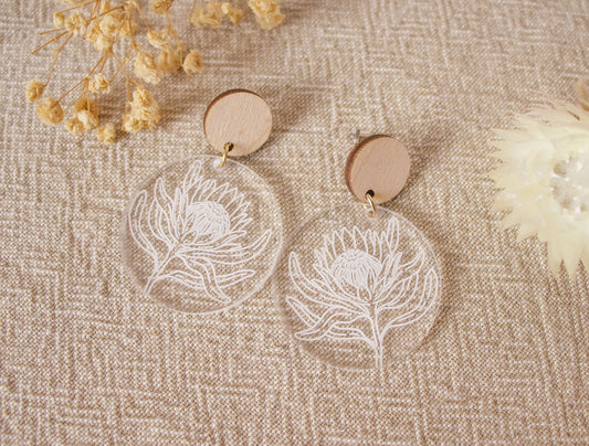 Protea Engraved Statement Earrings