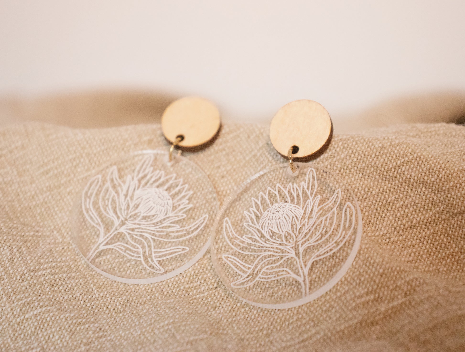 Protea Engraved Statement Earrings