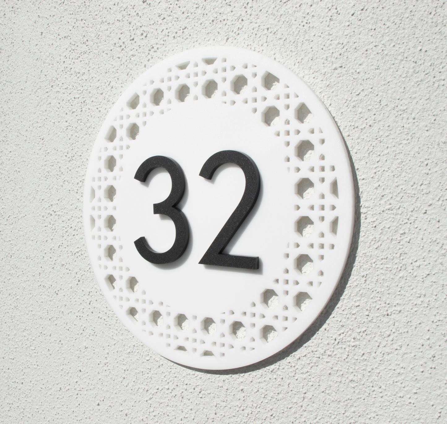 Custom Acrylic House Number Street Sign Rattan Pattern