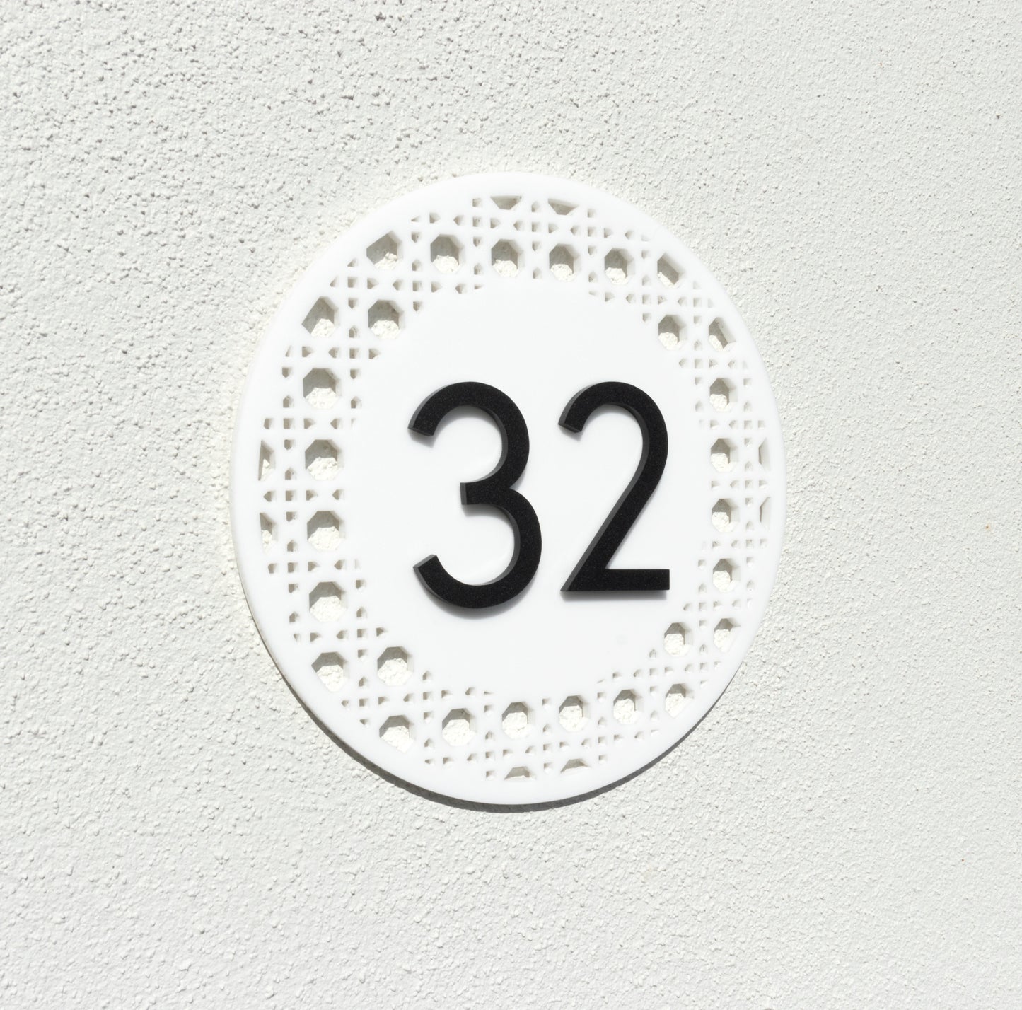 Custom Acrylic House Number Street Sign Rattan Pattern