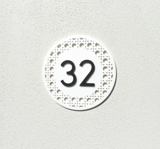 Custom Acrylic House Number Street Sign Rattan Pattern