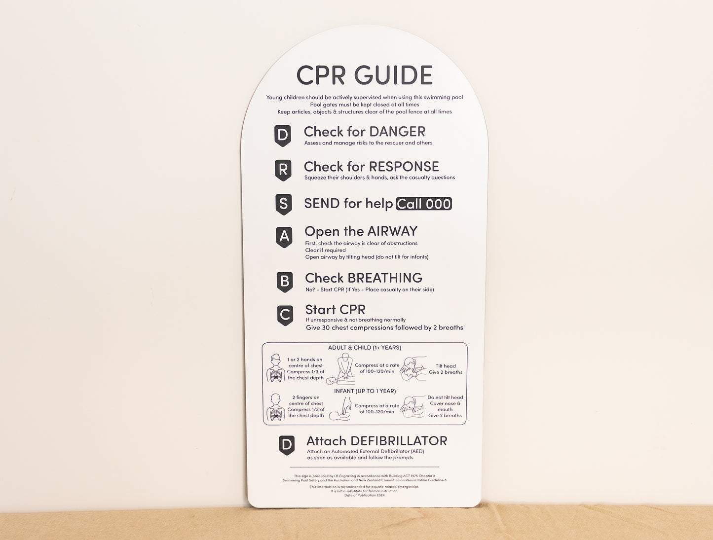 Modern Designer CPR Pool Safety Sign