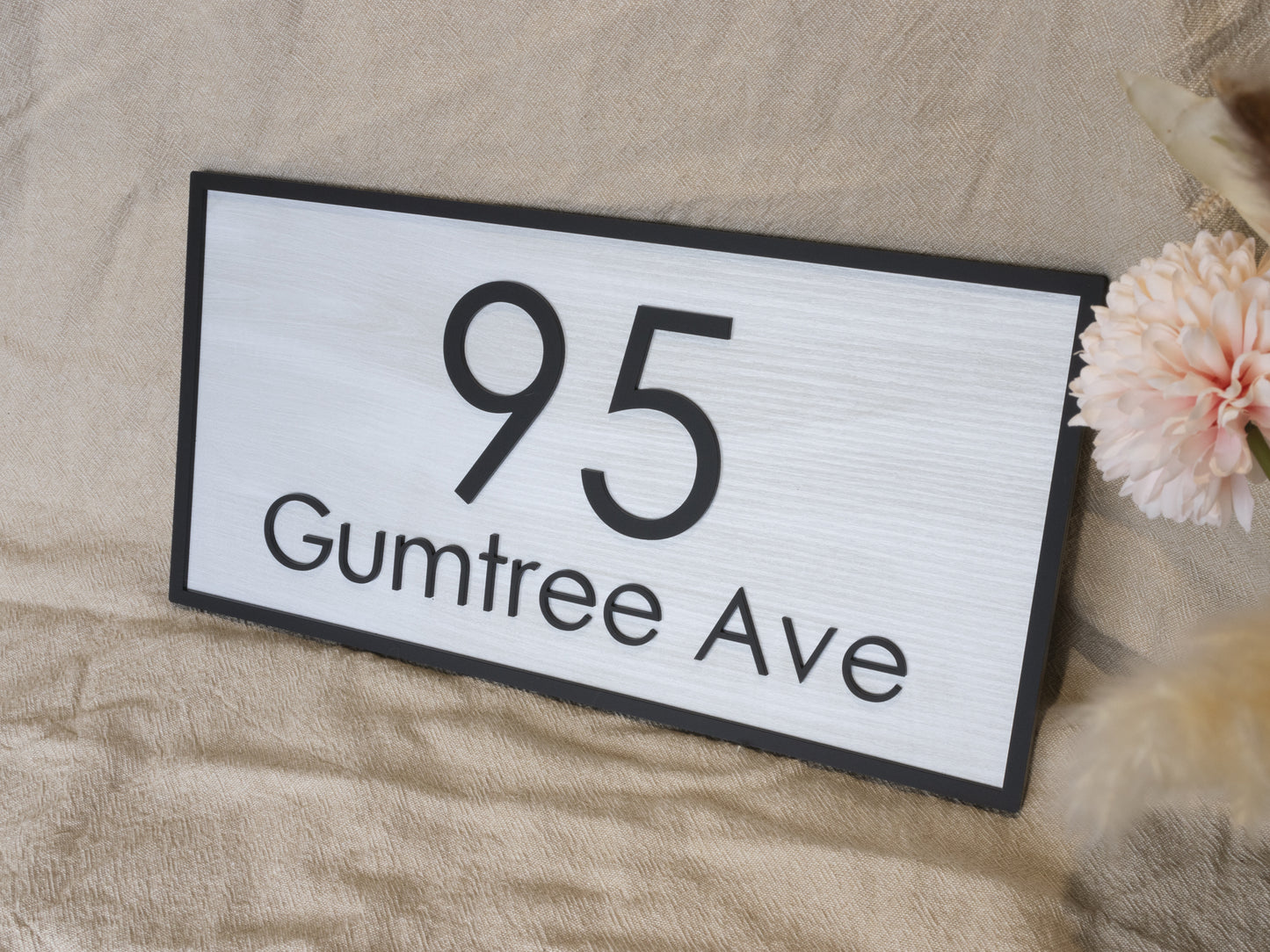 Custom Acrylic Wood Style House Address Sign - Rectangle