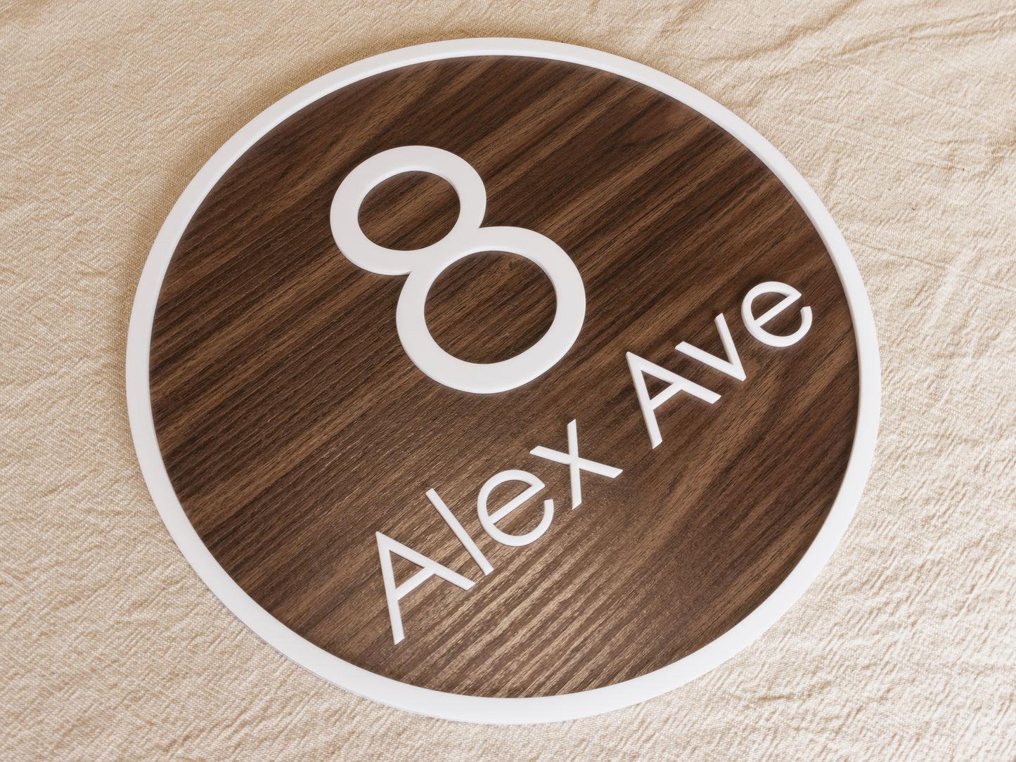 Custom Acrylic Wood Style House Address Sign - Circle